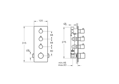 Artema AquaHeat S5 ankastre banyo/duş bataryası (5 yollu yönlendirici) - 5