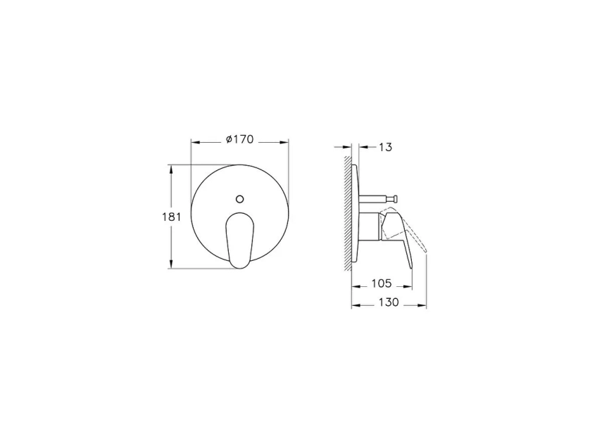 Artema Flow Round Ankastre Mekanik duş bataryası (V-Box, sıva üstü grubu) - Artema (1)