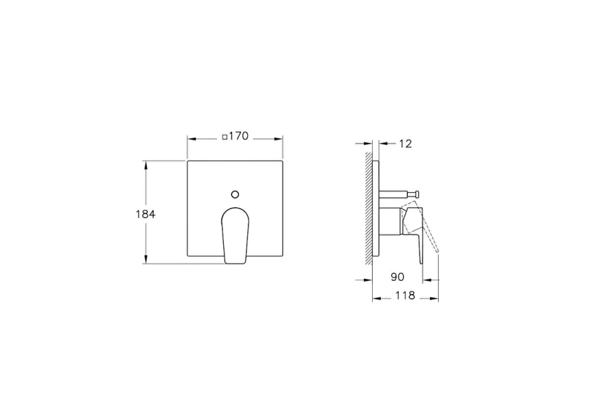 Artema Flow Square Ankastre mekanik Banyo Bataryası (V-Box, sıva üstü grubu) - Artema (1)