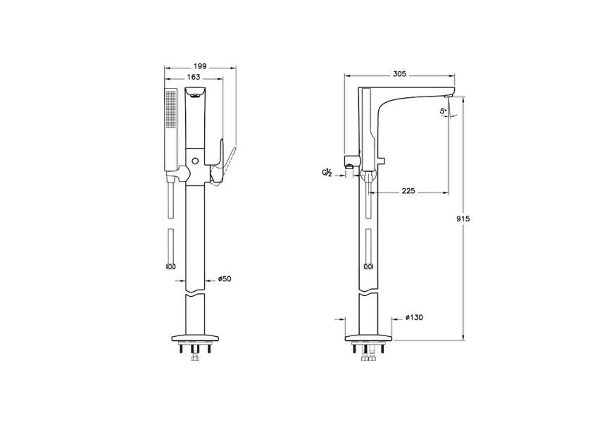 Artema Root Round Küvet Bataryası (yerden, el duşlu) - Artema (1)