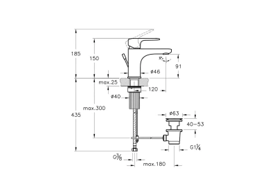 Artema Root Round Lavabo Bataryası pop-uplı , krom - 4