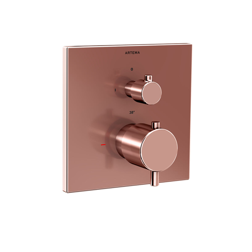 Artema Flow Square Ankastre Termostatik Duş Bataryası (V-Box, sıva üstü grubu) - Artema