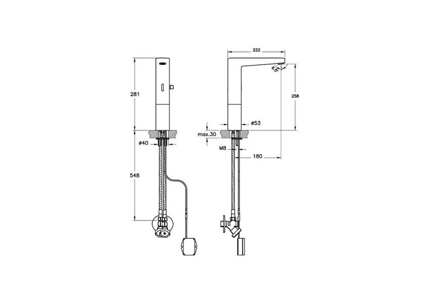 Artema Root Square Touch Free Temassız Lavabo Bataryası (çanak) (pilli - çift su girişli) - Artema (1)