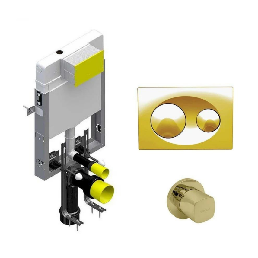 Bocchi 8,5 cm Tuğla Duvar İçin Gömme Rezervuar Seti, Altın - Bocchi