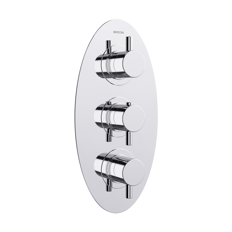 Bocchi Ankastre Termostatik Duş Bataryası 3 Çıkışlı, 102x280 mm Oval - Bocchi