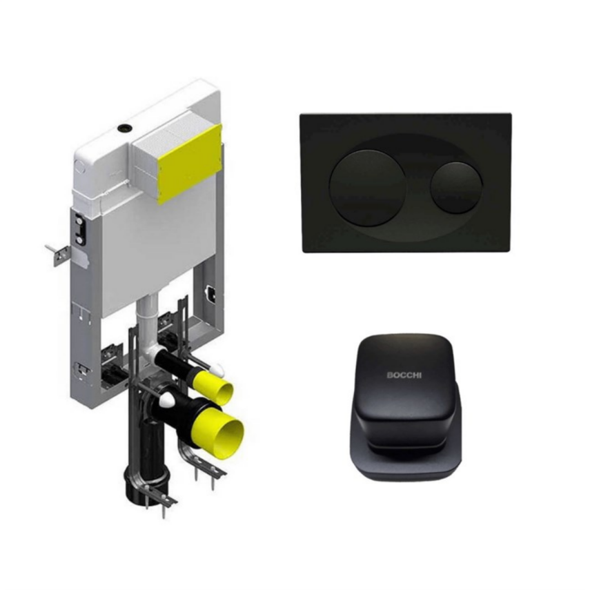 Bocchi Asma Klozetler İçin Gömme Rezervuar Seti 8,5 cm, Siyah - Bocchi