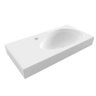 Bocchi Etna 90 cm Etajerli Lavabo Parlak Beyaz - 1
