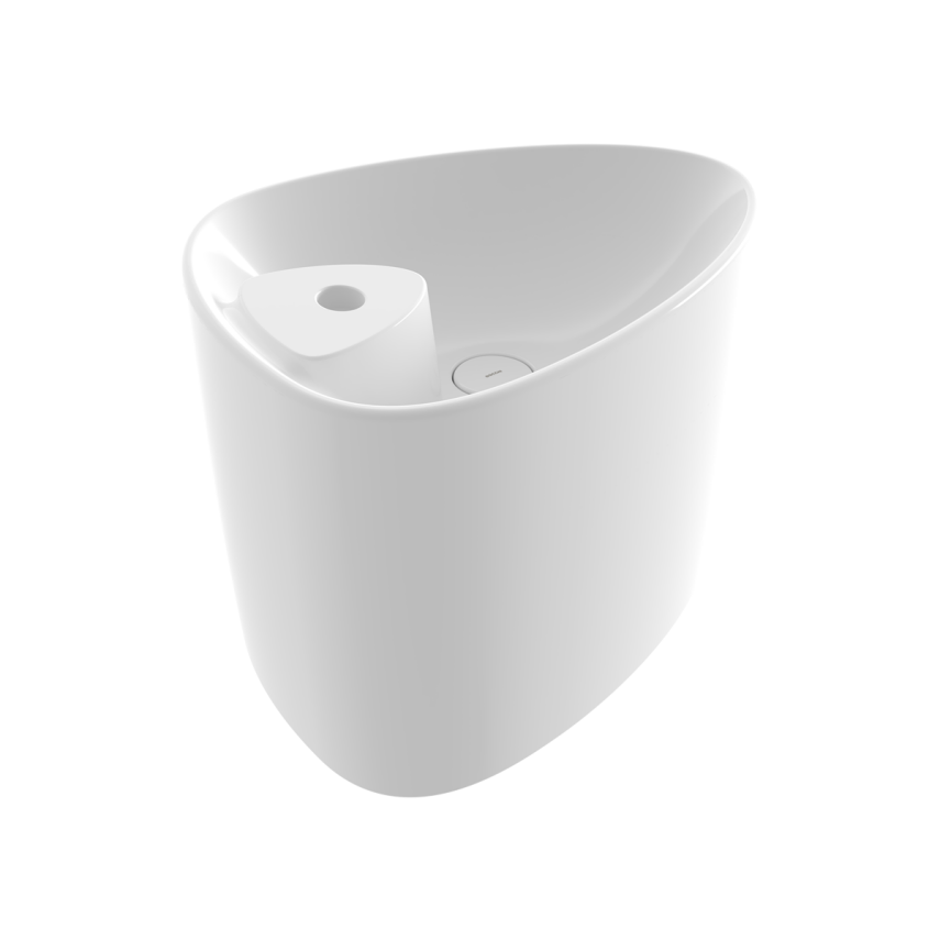 Bocchi Etna Tezgah Üstü Monoblok Lavabo 58 cm Batarya Banklı Parlak Beyaz - Bocchi