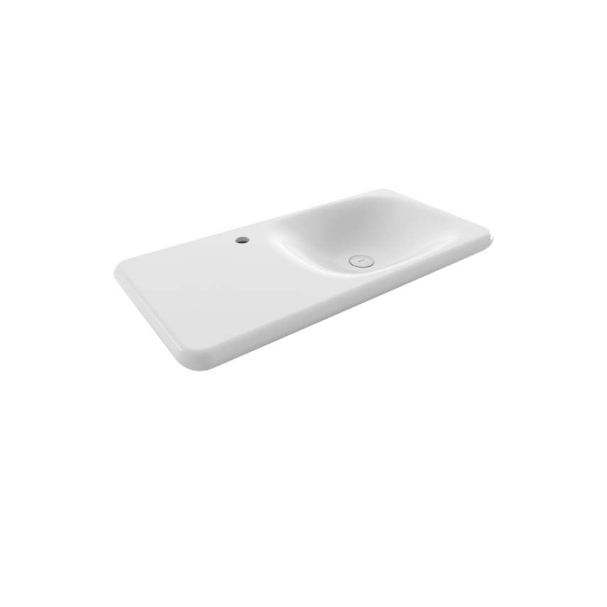 Bocchi Fenice 90 cm Etajerli Lavabo Parlak Beyaz - Bocchi