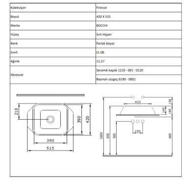 Bocchi Firenze Çanak Lavabo Mat Mint Yeşil - 4