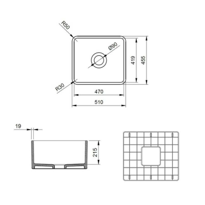 Bocchi Lavello 50 cm Mutfak Eviyesi Parlak Beyaz - 3