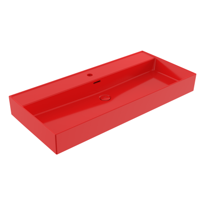 Bocchi Milano 100 cm Tezgah Üstü Lavabo Parlak Kırmızı - 2