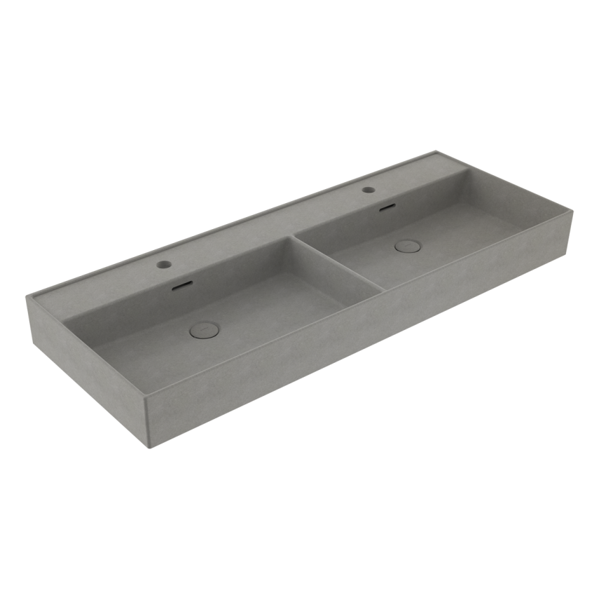 Bocchi Milano 120 cm Çift Gözlü Tezgah Üstü Lavabo Mat Beton - Bocchi