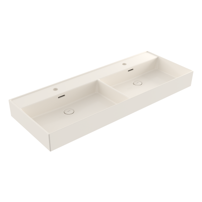 Bocchi Milano 120 cm Çift Gözlü Tezgah Üstü Lavabo Parlak Bisküvi - 2