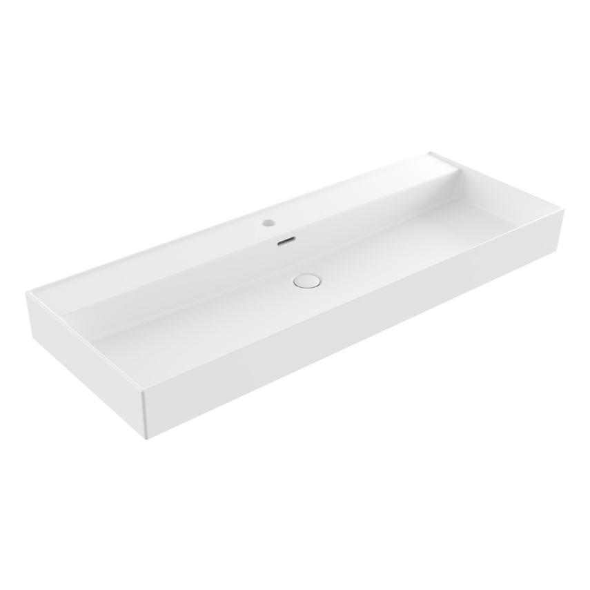 Bocchi Milano 120 cm Mat Beyaz Tezgah Üstü Lavabo - Bocchi