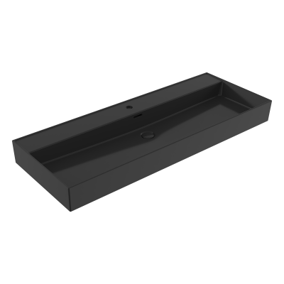 Bocchi Milano 120 cm Parlak Siyah Tezgah Üstü Lavabo - 1