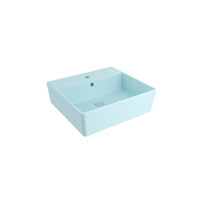 Bocchi Milano 50 cm Çanak Lavabo Batarya Delikli Mat Buz Mavisi - 1