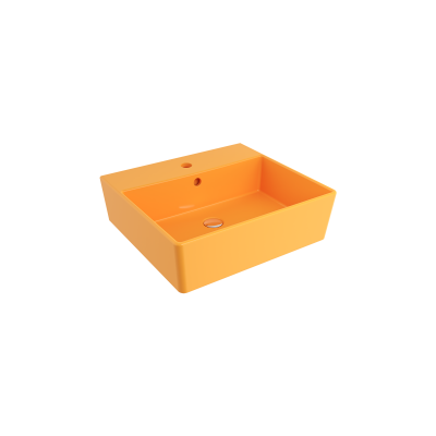 Bocchi Milano 50 cm Çanak Lavabo Batarya Delikli Parlak Mandalina Sarısı - 1