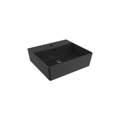 Bocchi Milano 50 cm Çanak Lavabo Batarya Delikli Parlak Siyah - 3