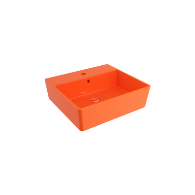 Bocchi Milano 50 cm Çanak Lavabo Batarya Delikli Parlak Turuncu - 3