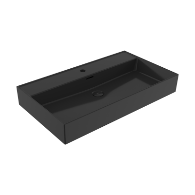 Bocchi Milano 80 cm Çanak Lavabo Parlak Siyah - 3