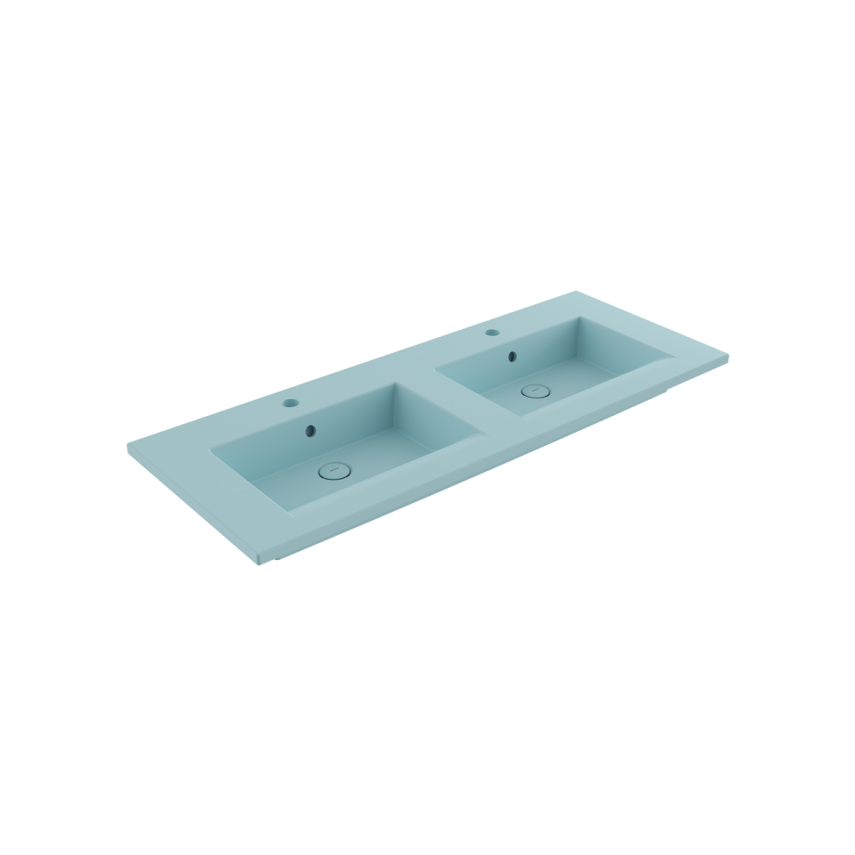Bocchi Milano Çift Gözlü Lavabo 120 cm Mat Buz Mavisi - Bocchi
