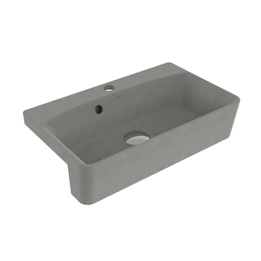 Bocchi Milano Dar Yarım Tezgah Lavabo 50x30 cm Mat Beton - Bocchi