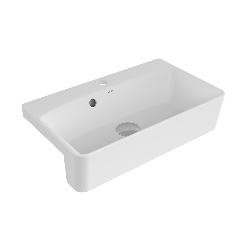 Bocchi Milano Dar Yarım Tezgah Lavabo 50x30 cm Mat Beyaz - Bocchi (1)