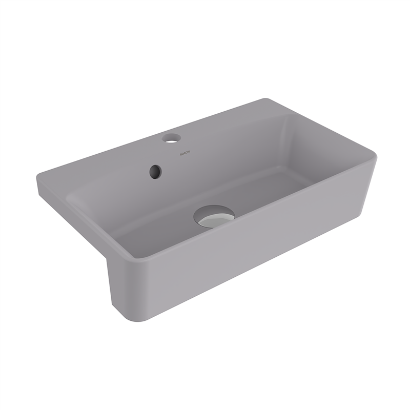 Bocchi Milano Dar Yarım Tezgah Lavabo 50x30 cm Mat Gri - Bocchi (1)