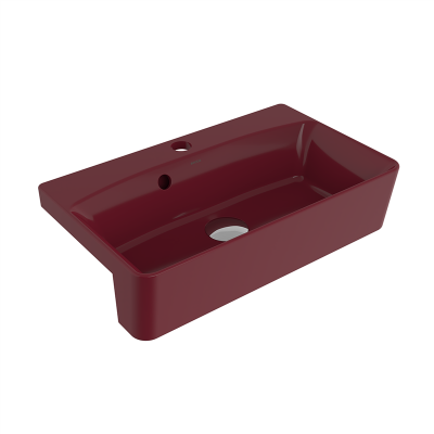 Bocchi Milano Dar Yarım Tezgah Lavabo 50x30 cm P. Burgonya Bordosu - 2