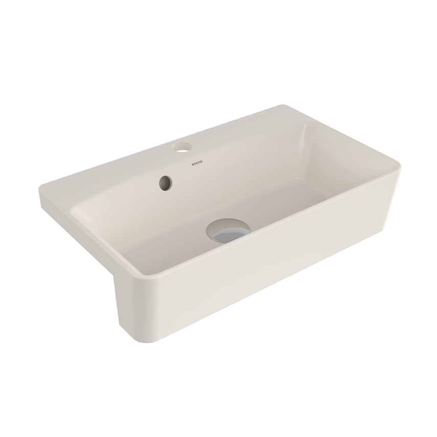 Bocchi Milano Dar Yarım Tezgah Lavabo 50x30 cm Parlak Bisküvi - Bocchi