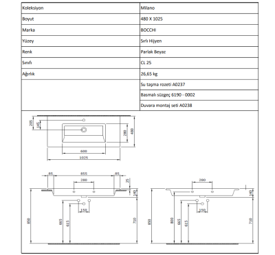 Bocchi Milano Etajerli Lavabo 100 cm Parlak Turuncu - 4