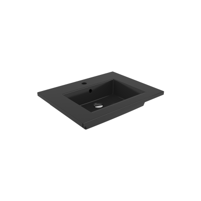 Bocchi Milano Etajerli Lavabo 60 cm Parlak Siyah - 1
