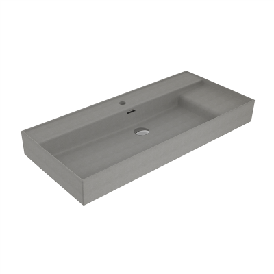 Bocchi Milano Sağdan Etajerli Lavabo 100 cm Mat Beton - 2