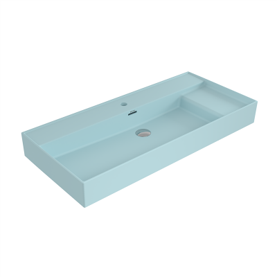 Bocchi Milano Sağdan Etajerli Lavabo 100 cm Mat Buz Mavisi - 3