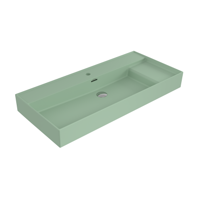 Bocchi Milano Sağdan Etajerli Lavabo 100 cm Mat Mint Yeşil - 2