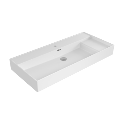 Bocchi Milano Sağdan Etajerli Lavabo 100 cm Parlak Beyaz - 3