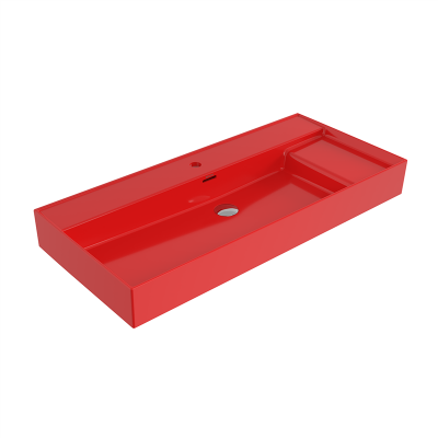 Bocchi Milano Sağdan Etajerli Lavabo 100 cm Parlak Kırmızı - 3