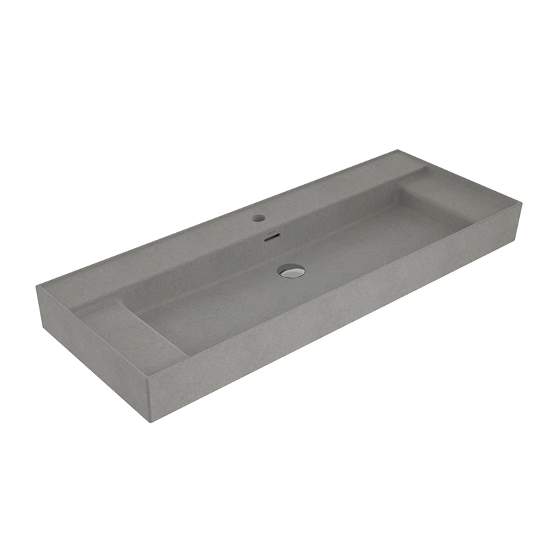 Bocchi Milano Sağdan Etajerli Lavabo 120 cm Mat Beton - Bocchi (1)