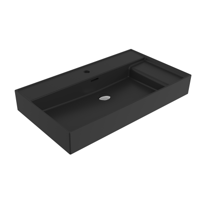 Bocchi Milano Sağdan Etajerli Lavabo 80 cm Mat Siyah - 2