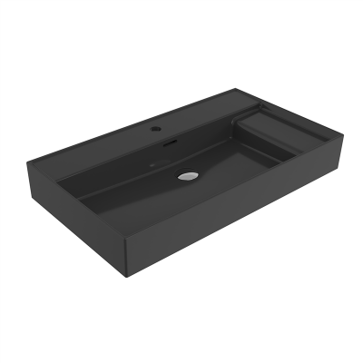 Bocchi Milano Sağdan Etajerli Lavabo 80 cm Parlak Siyah - 2