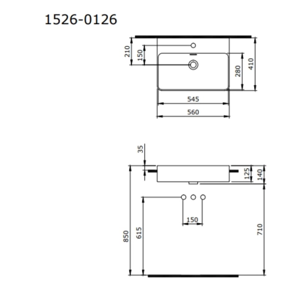 Bocchi Milano Yarım Tezgah Lavabo 56 cm - 4