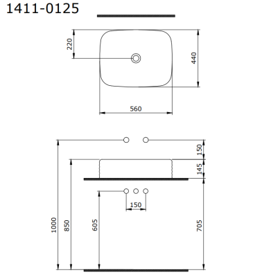 Bocchi New Age Tezgah Üstü Lavabo 55 cm Mat Siyah - 4