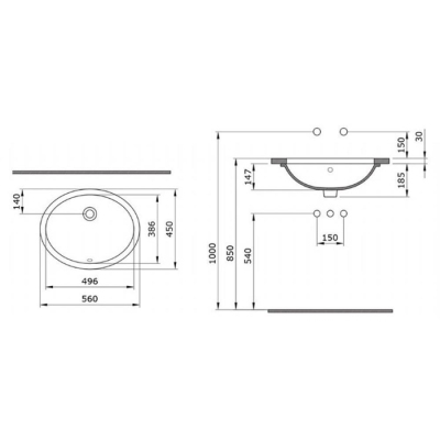 Bocchi Parma Tezgah Altı Lavabo 56 cm Parlak Bisküvi - 4