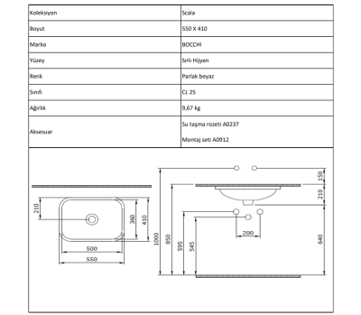 Bocchi Scala 55 cm Tezgahaltı Lavabo Mat Kahve - 4