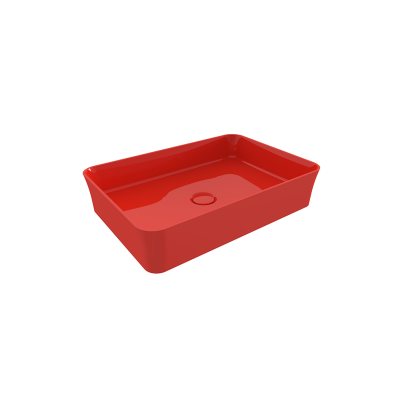 Bocchi Slim Line Dikdörtgen Lavabo 55x38 cm Parlak Kırmızı - 3