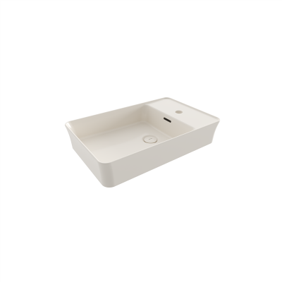 Bocchi Slim Line Dikdörtgen Lavabo 60x38 cm Parlak Bisküvi - 2