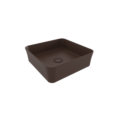 Bocchi Slim Line Kare Lavabo 38x38 cm Mat Kahve - 2