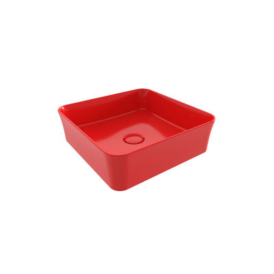 Bocchi Slim Line Kare Lavabo 38x38 cm Parlak Kırmızı - 2