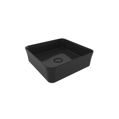 Bocchi Slim Line Kare Lavabo 38x38 cm Parlak Siyah - 3